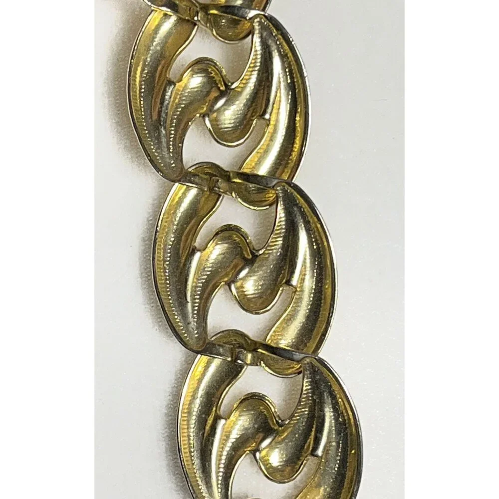 Vtg Chunky Chain Link Bold Statement Necklace 17" 80s Gold Tone Womens Jewelry - Picture 4 of 7